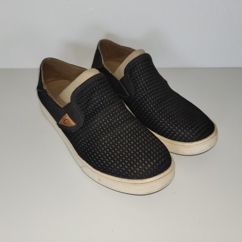 Olukai Womens Pehuea Black Mesh Shoes Sz 8.5 US Slide Option Slip On Flats